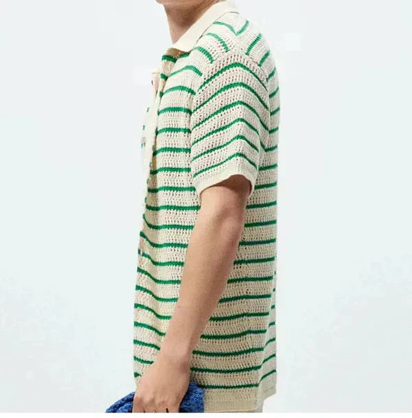 Men's Crochet Knit Shirt – Breathable Open-Knit Summer Style – view 2