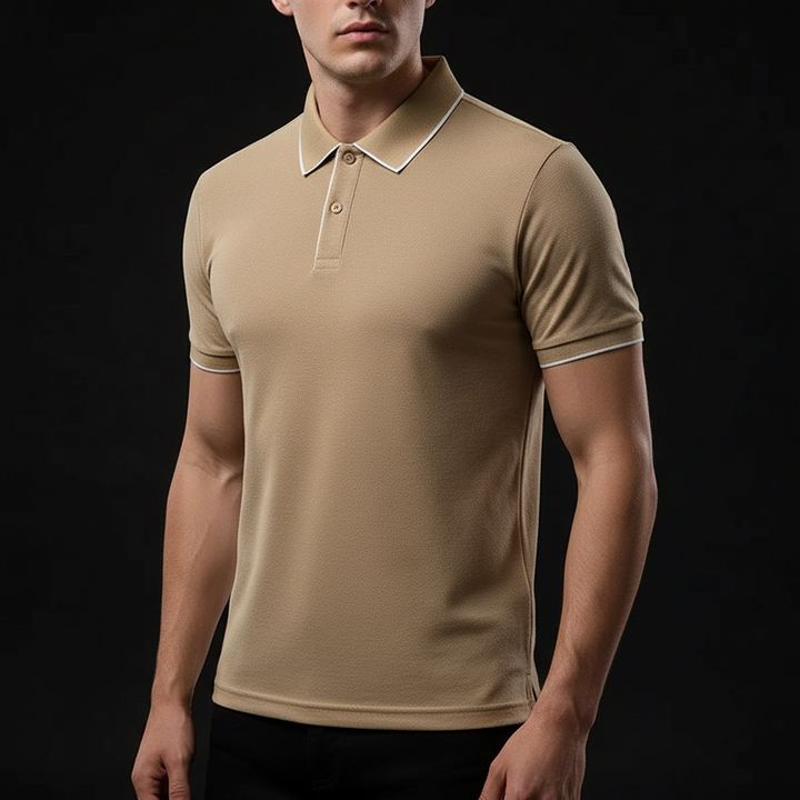 Men's Textured Knit Polo Shirt – Breathable Stretch Performance Polo – view 5