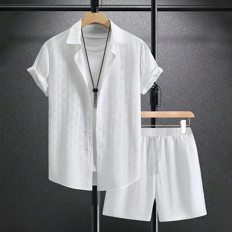 Men's Woven Shirt and Shorts Set – Breathable Holiday Co-ord – view 6