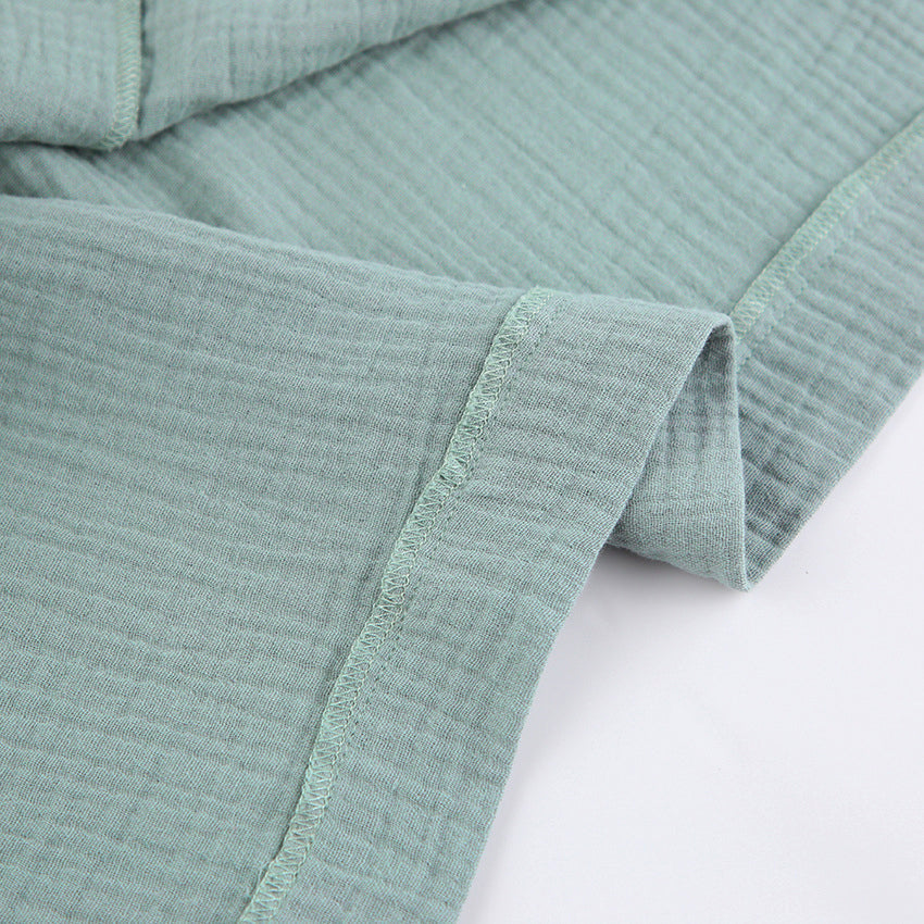 Women's Cotton-Linen PJ Set – Breathable Shirt & Shorts