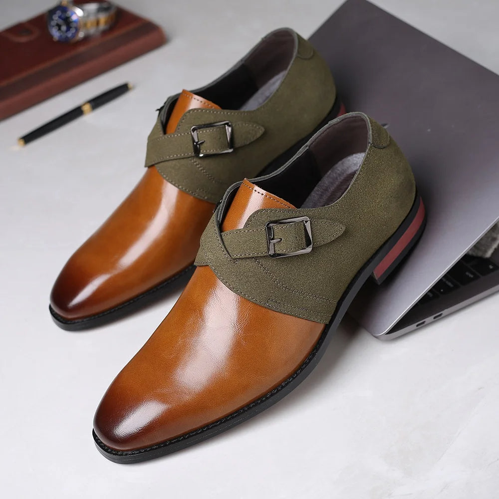 Men's Double Monk Strap Shoes – Suede & Vegan Leather – view 2