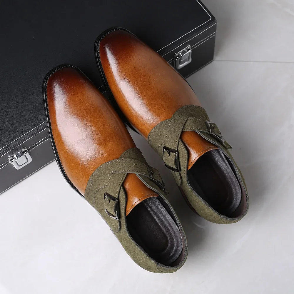 Men's Double Monk Strap Shoes – Suede & Vegan Leather – view 3
