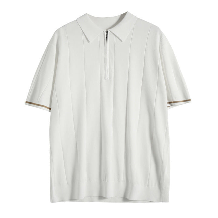 Men's Knit Half-Zip Polo – Massimo Textured Smart-Casual Top – view 7