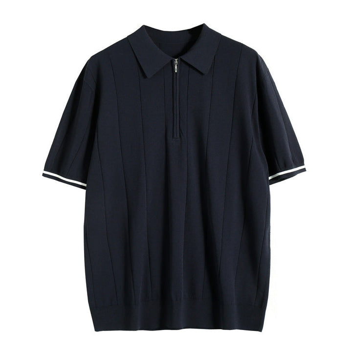 Men's Knit Half-Zip Polo – Massimo Textured Smart-Casual Top – view 8