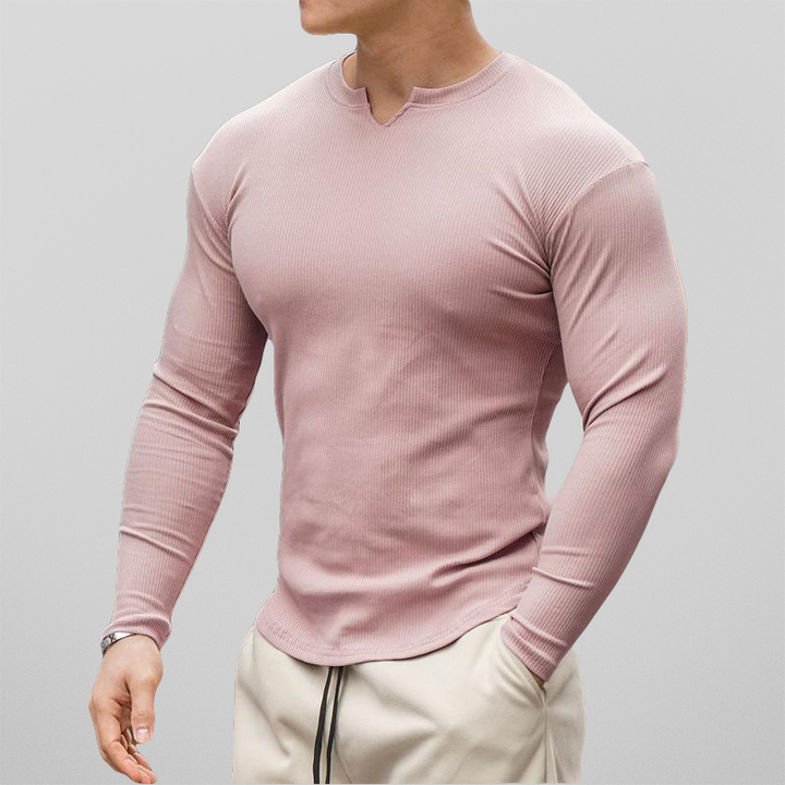 Men's Stretch Cotton Muscle Fit Shirt – Smart Casual Everyday – Pink