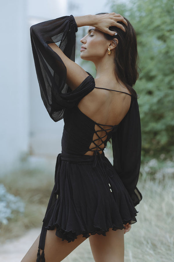 Women's Silk Chiffon Mini Dress – Elegant Evening and Date Wear – view 6