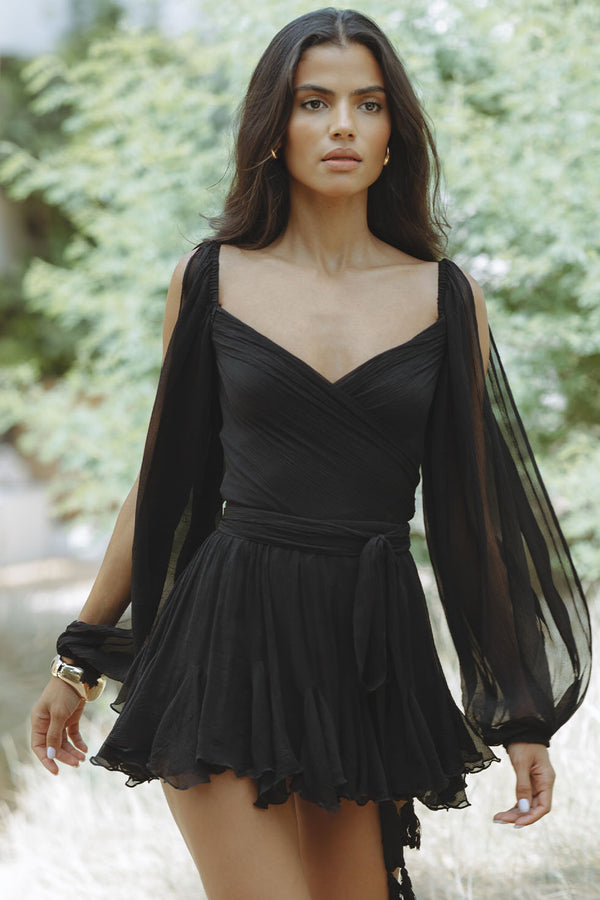 Women's Silk Chiffon Mini Dress – Elegant Evening and Date Wear – view 5