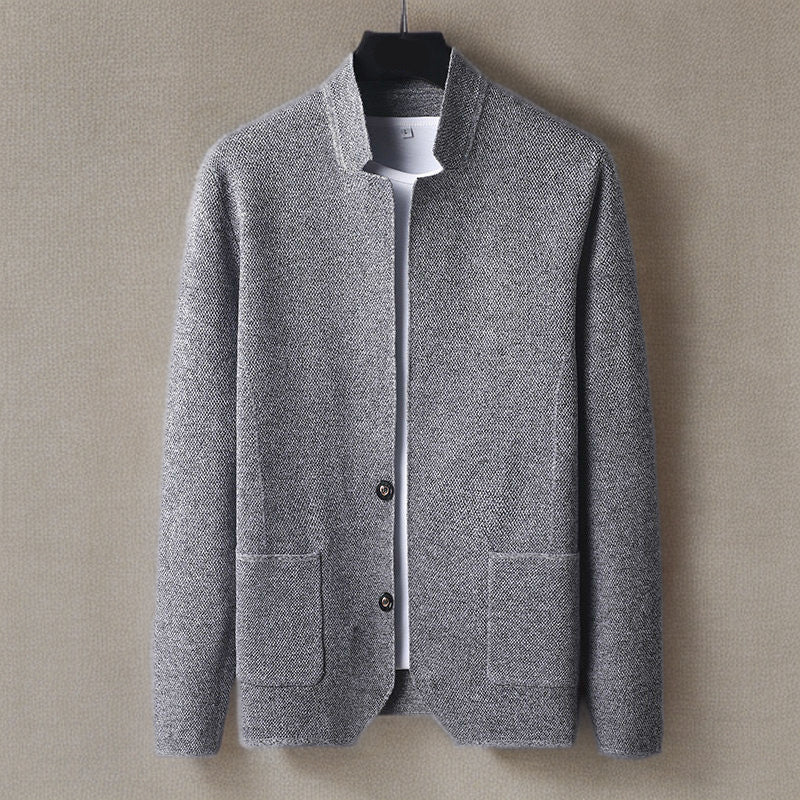 Men's Knit Mandarin Collar Cardigan – Smart Layering Knitwear – view 5