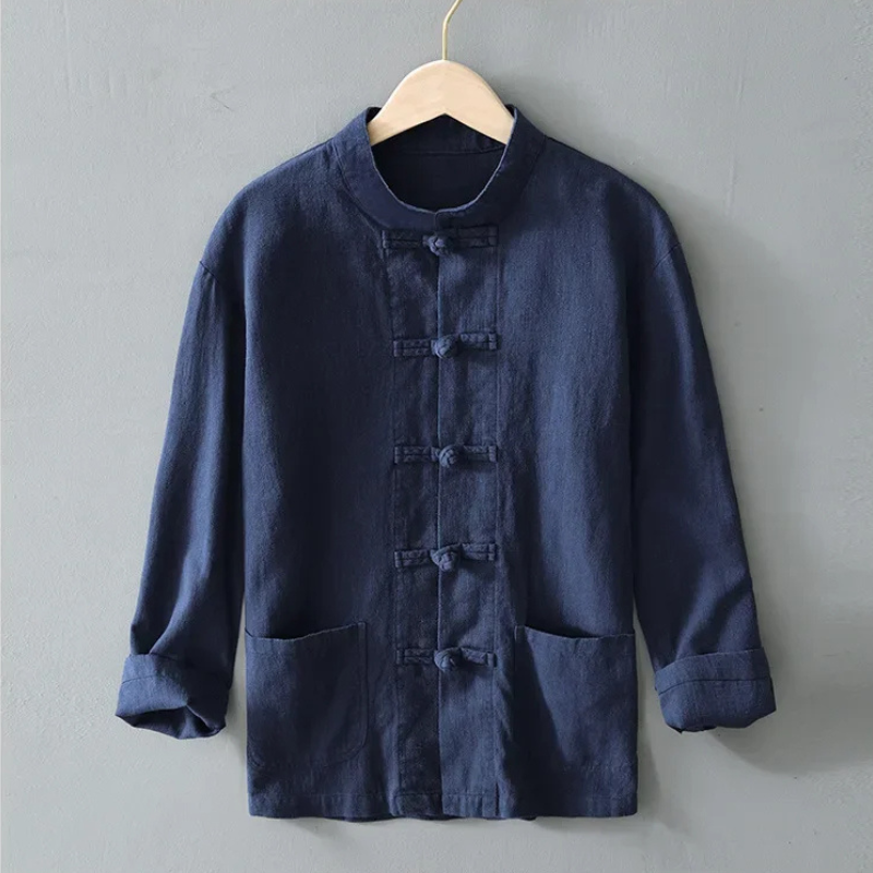 Men's Linen Mandarin Collar Shirt – Cotton-Linen Summer Shirt – view 6