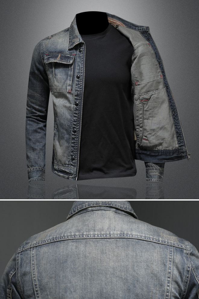 Men's Slim Fit Denim Jacket – Biker-Inspired Trucker Style – view 4