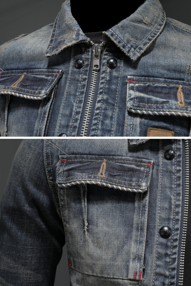 Men's Slim Fit Denim Jacket – Biker-Inspired Trucker Style – view 5