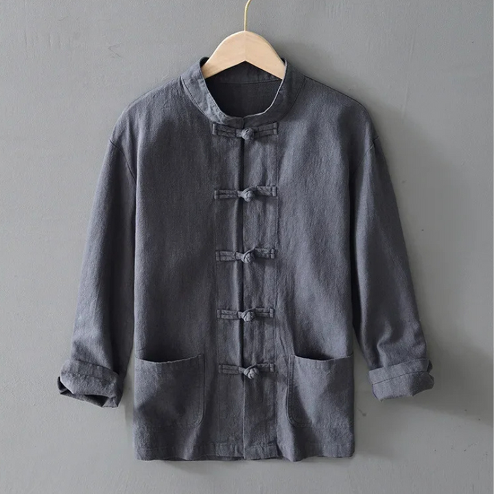 Men's Linen Mandarin Collar Shirt – Cotton-Linen Summer Shirt – view 7