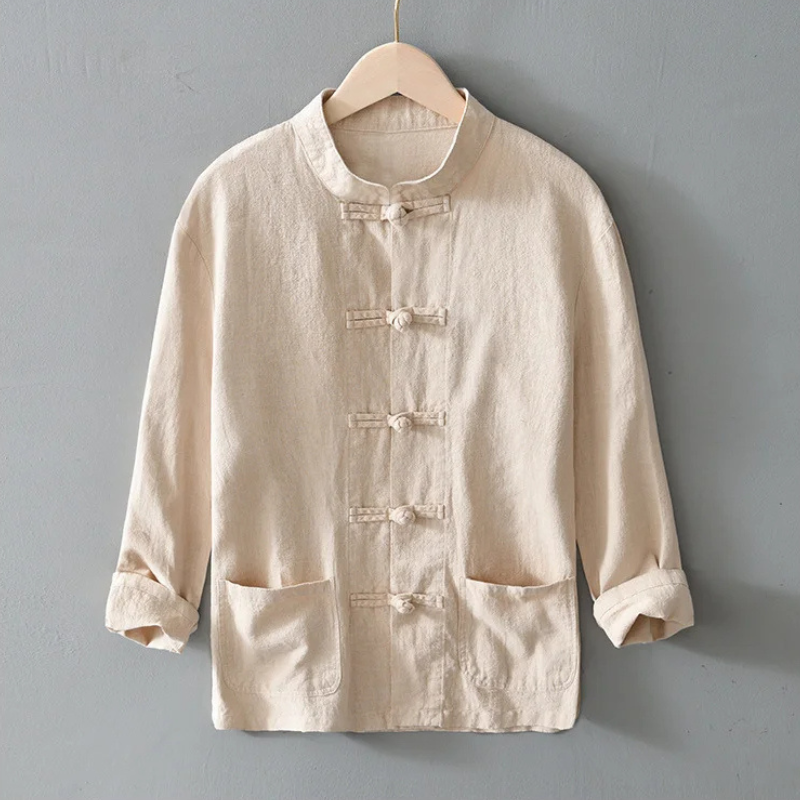 Men's Linen Mandarin Collar Shirt – Cotton-Linen Summer Shirt – view 8