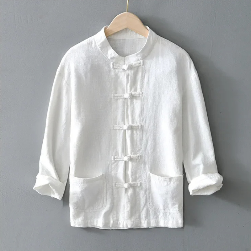 Men's Linen Mandarin Collar Shirt – Cotton-Linen Summer Shirt – view 9