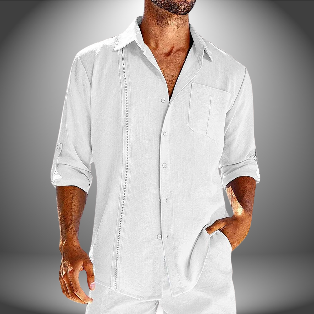 Men's Linen Polo Shirt – Breathable Relaxed Summer Polo – White