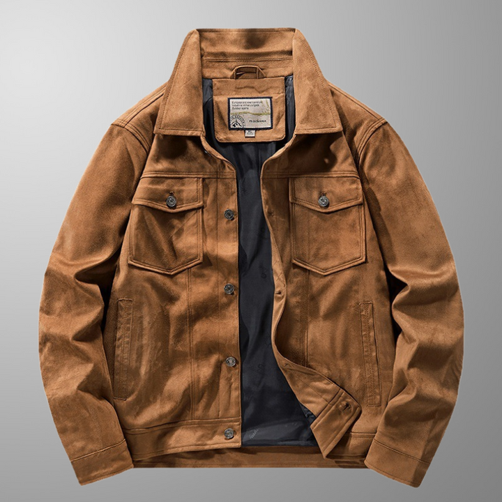 Men's Genuine Suede Jacket – Riviera Zip-Front with Point Collar