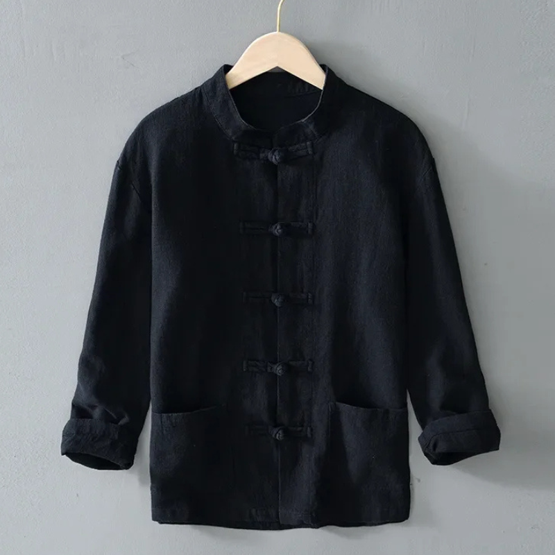 Men's Linen Mandarin Collar Shirt – Cotton-Linen Summer Shirt – view 10