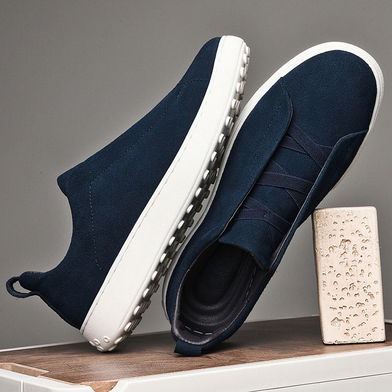 Men's Suede Trainers - Casual Low-Top Leather Sneakers – view 2
