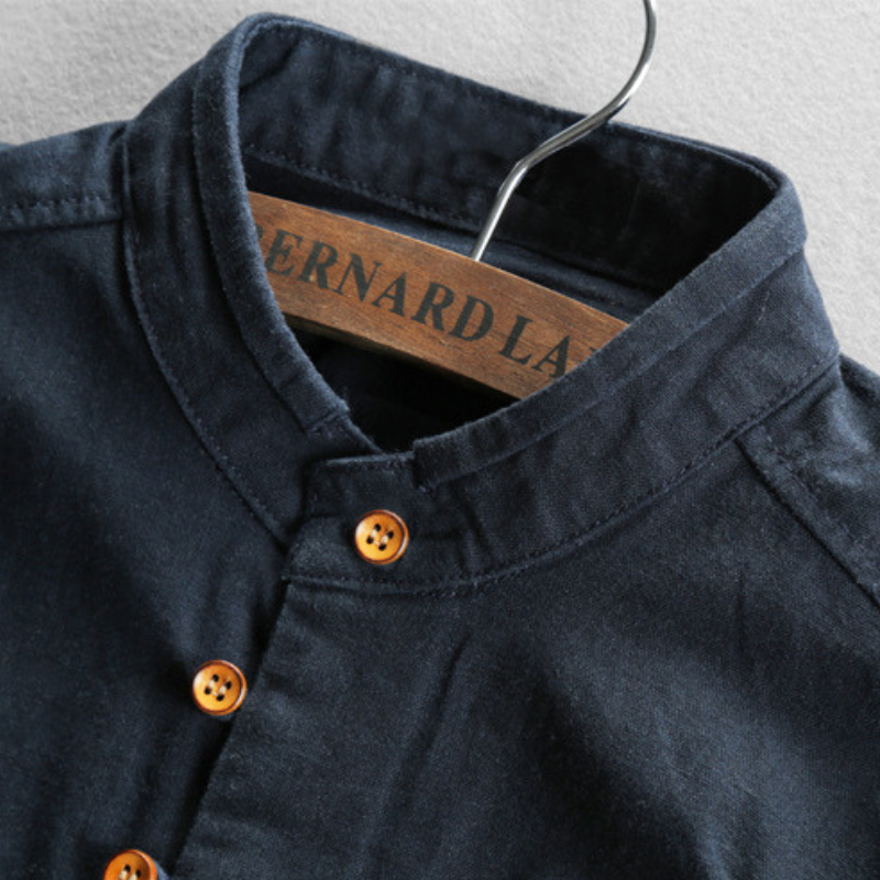 Men's Organic Cotton Shirt – Stand Collar Smart Casual – view 4