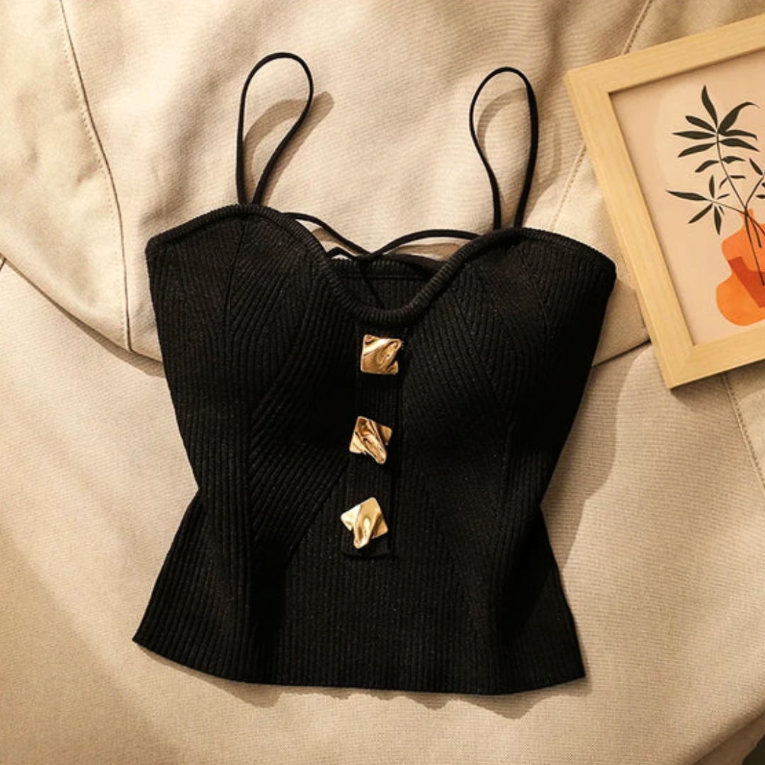 Women's Ribbed Knit Sculpted Corset Top – Adjustable Straps – view 2