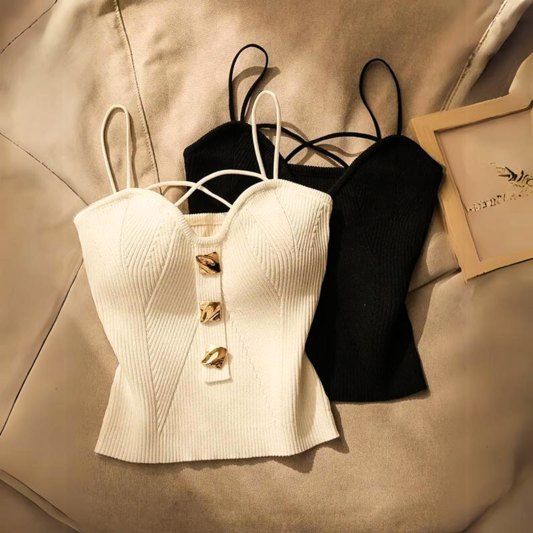 Women's Ribbed Knit Sculpted Corset Top – Adjustable Straps – view 3