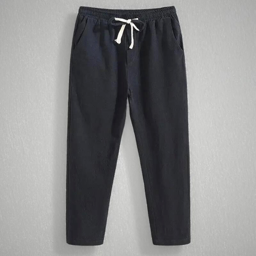 Men's Nara Linen Joggers – Relaxed Fit Breathable Summer Trousers – Black
