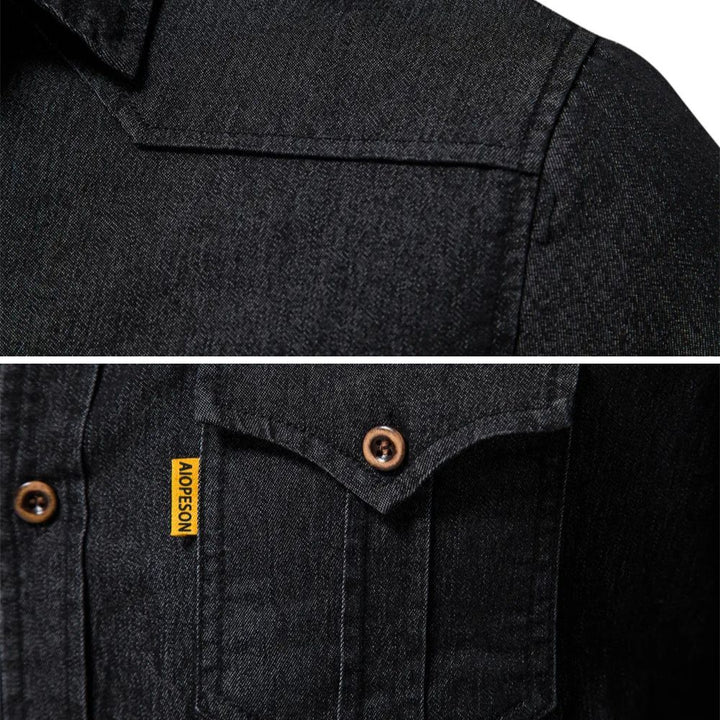 Men's Cotton Denim Shirt – Slim Fit Smart-Casual Button-Down – view 7