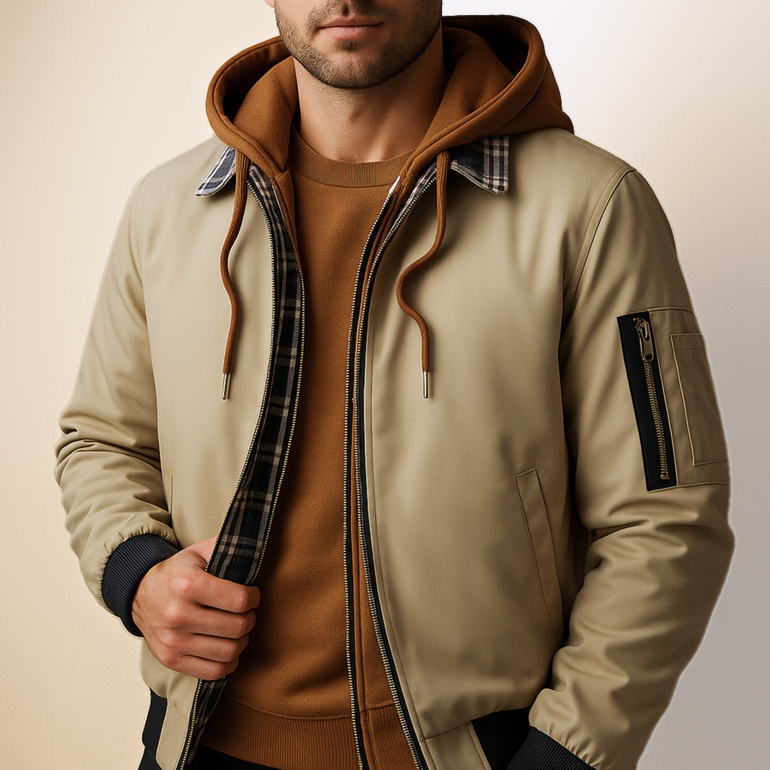 Men's Quilted Hooded Jacket – Water-Resistant Layering Coat – view 4