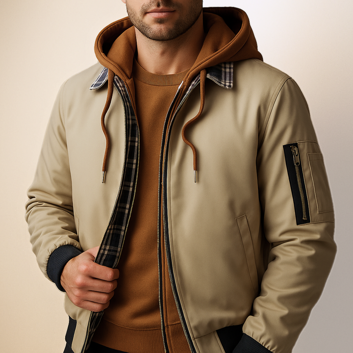 Men's Quilted Hooded Jacket – Water-Resistant Layering Coat – view 4
