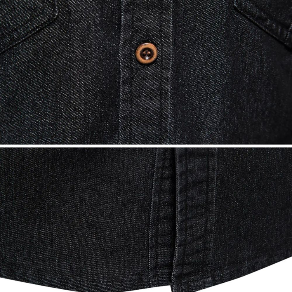 Men's Cotton Denim Shirt – Slim Fit Smart-Casual Button-Down – view 8