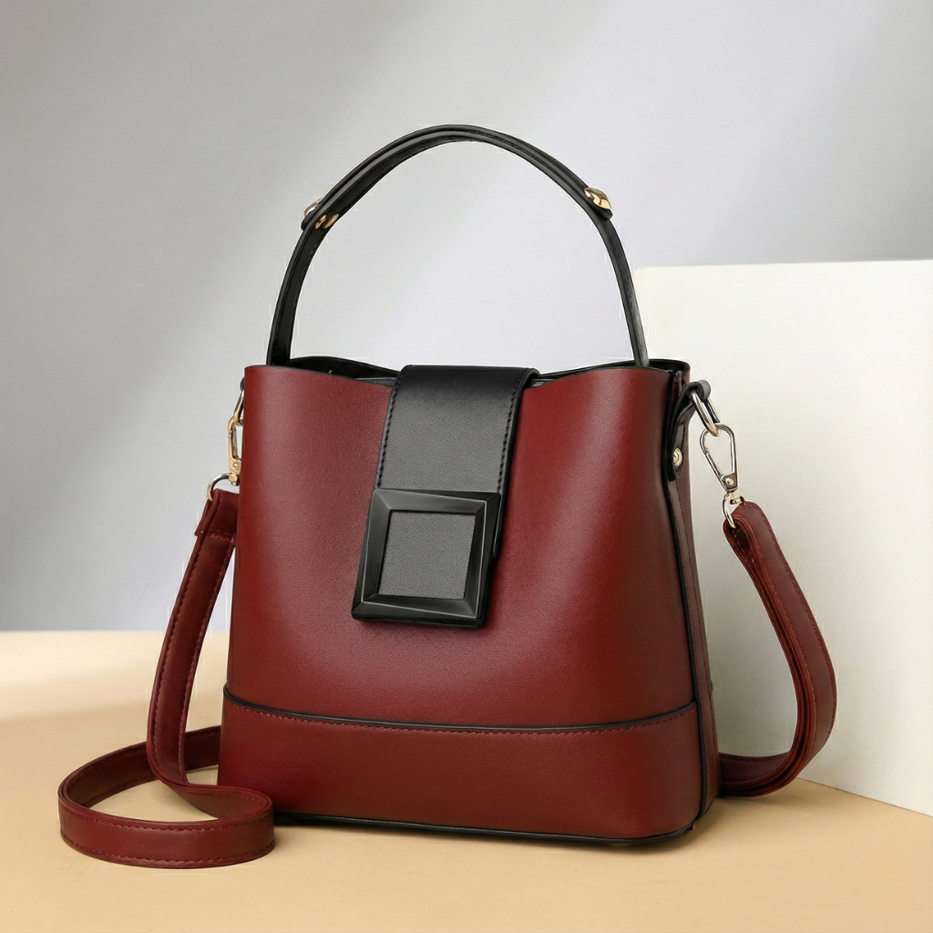 Women's Leather Crossbody Bag – Structured Top Handle Style – view 2