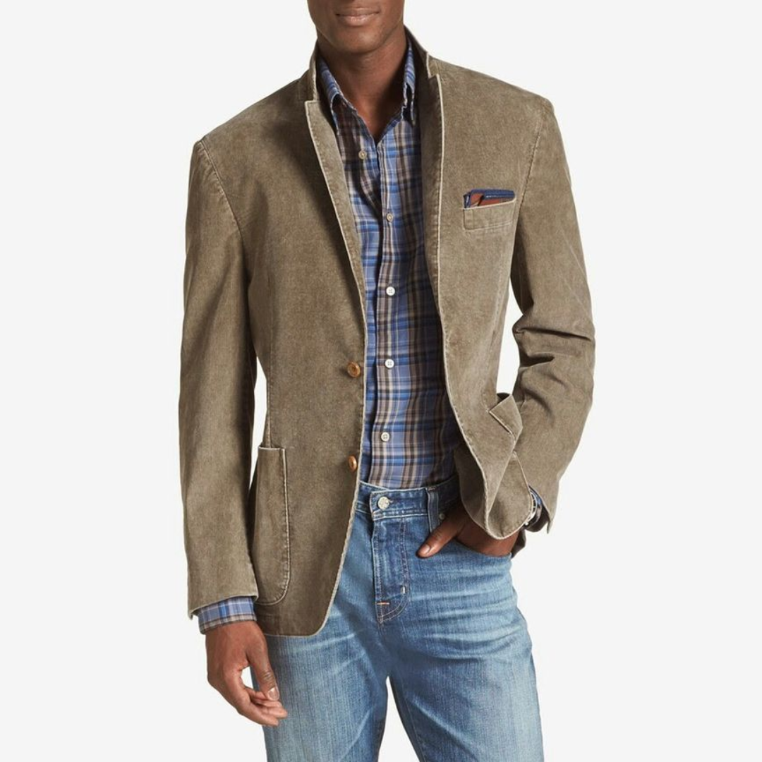Men's Cotton Canvas Double Breasted Blazer – Tailored Smart Style – view 2