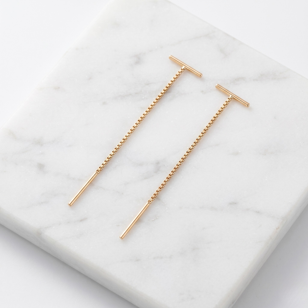 Women's Ena Sol Chain Drop Earrings – Stainless Steel – Gold & Silver – view 6