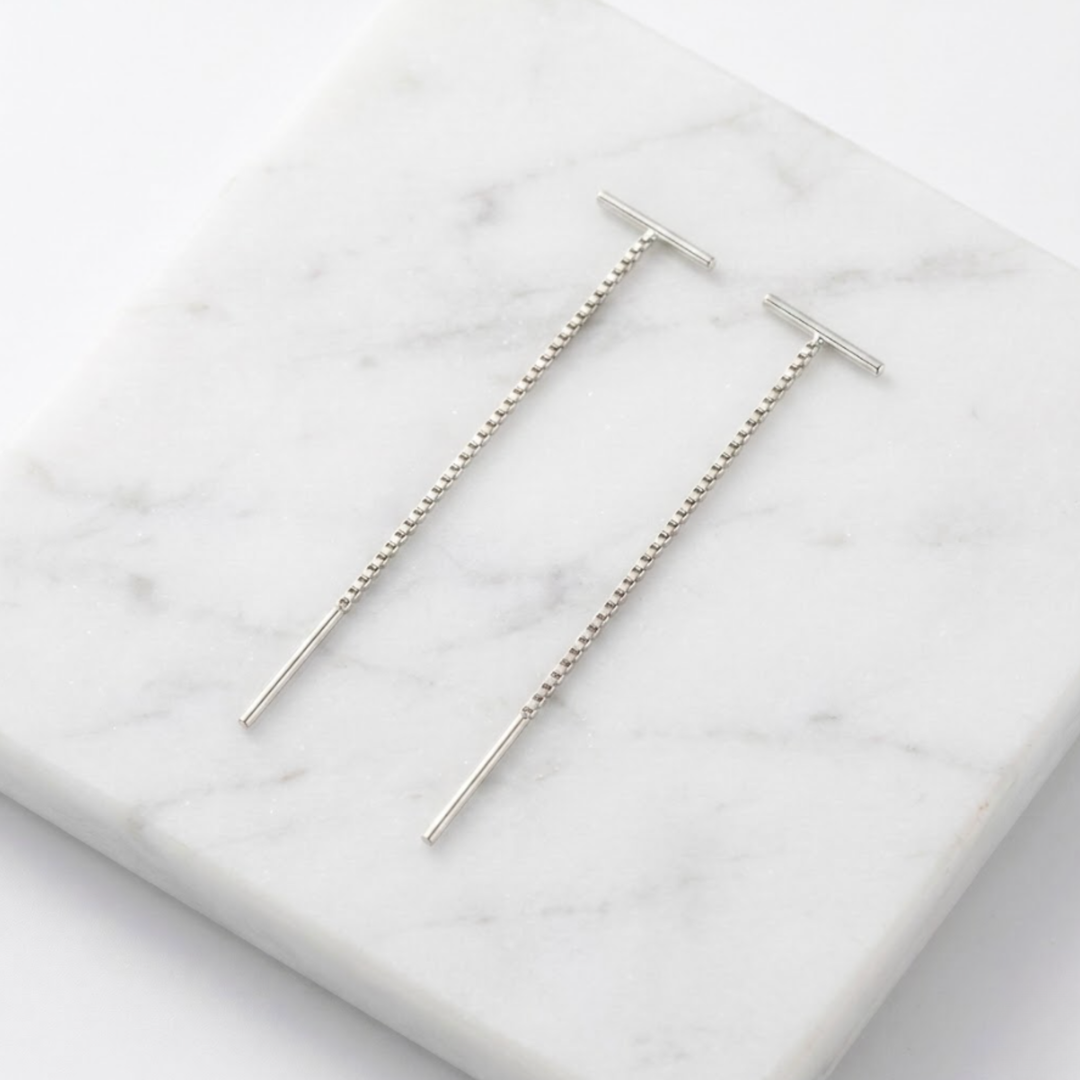 Women's Ena Sol Chain Drop Earrings – Stainless Steel – Gold & Silver – view 7
