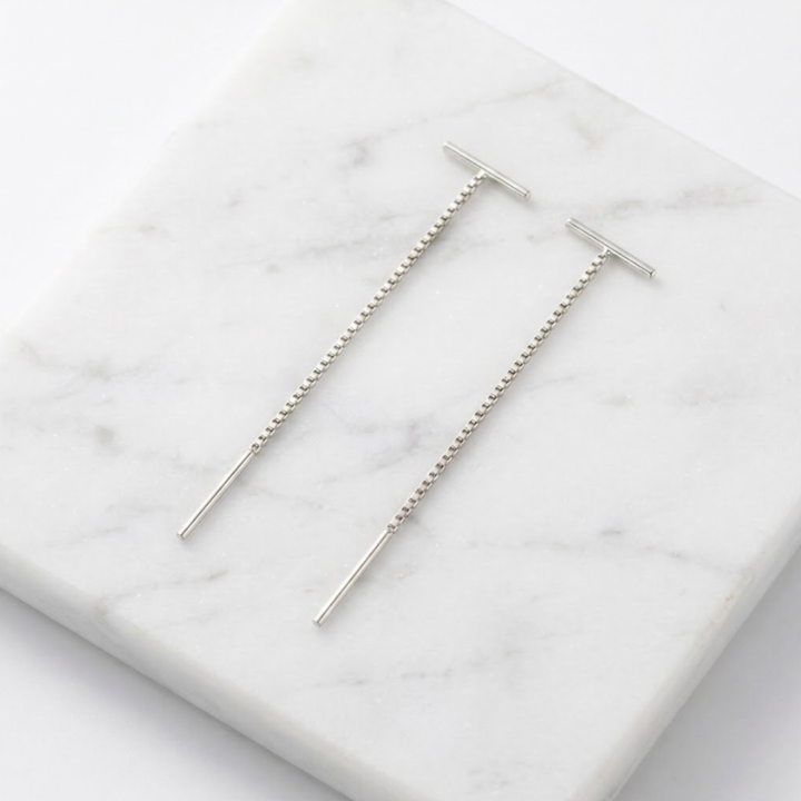 Women's Ena Sol Chain Drop Earrings – Stainless Steel – Gold & Silver – view 7