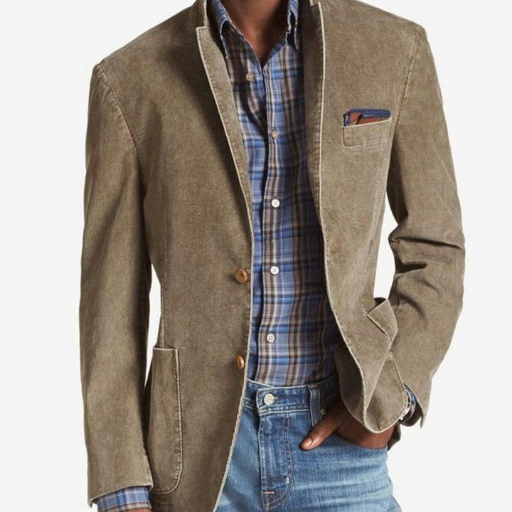 Men's Cotton Canvas Double Breasted Blazer – Tailored Smart Style – view 3