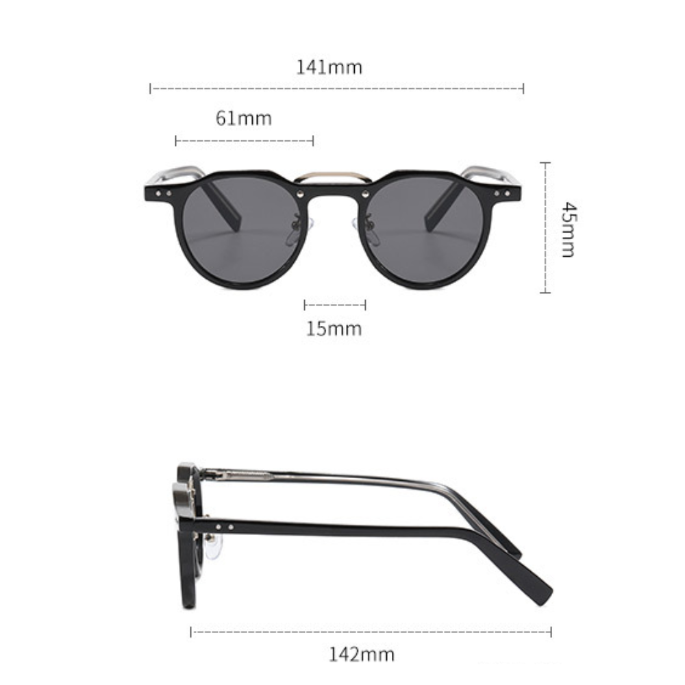 Unisex UV400 Sunglasses – Zenith Lightweight Retro Frames – Black