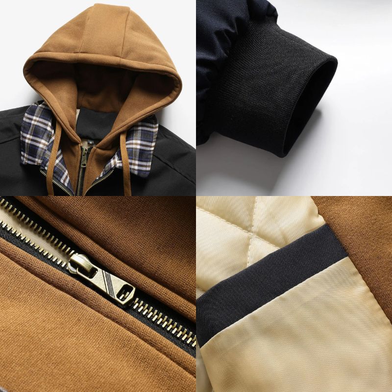Men's Quilted Cotton Bomber Hooded Jacket – Insulated Layering – view 8