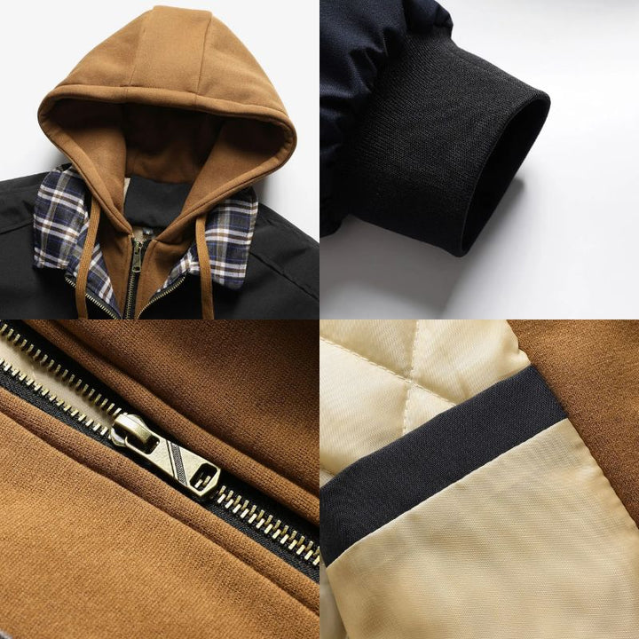 Men's Quilted Cotton Bomber Hooded Jacket – Insulated Layering – view 8