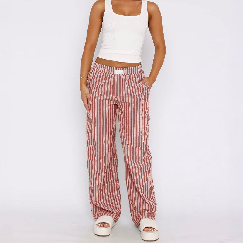 Women's Striped Relaxed Trousers – Riviera High-Rise Pull-On