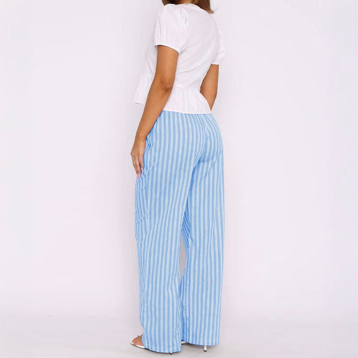 Women's Striped Relaxed Trousers – Riviera High-Rise Pull-On
