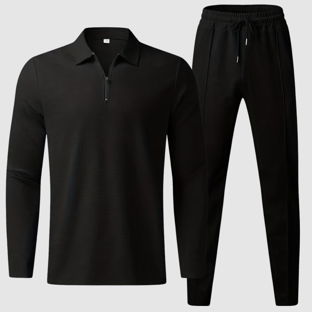 Men's Waffle Knit Loungewear Set – Sweatshirt and Joggers Co-ord – view 3