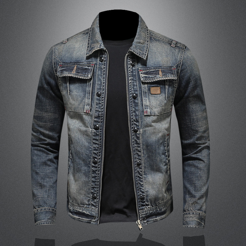 Men's Slim Fit Denim Jacket – Biker-Inspired Trucker Style – view 2