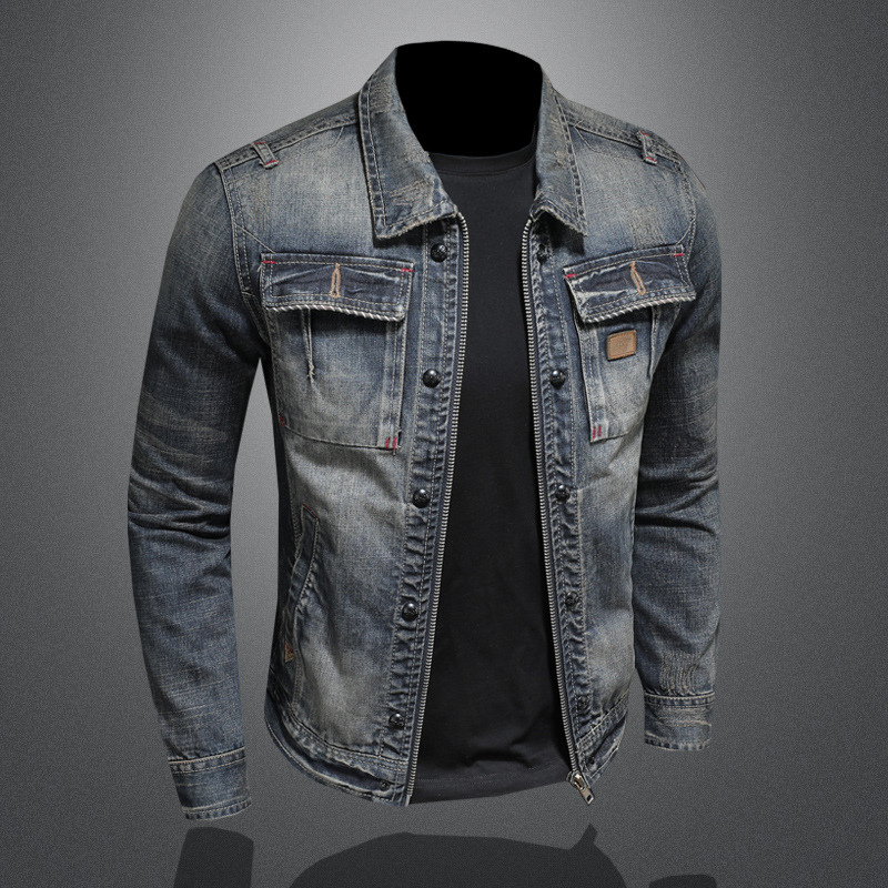 Men's Slim Fit Denim Jacket – Biker-Inspired Trucker Style – view 3