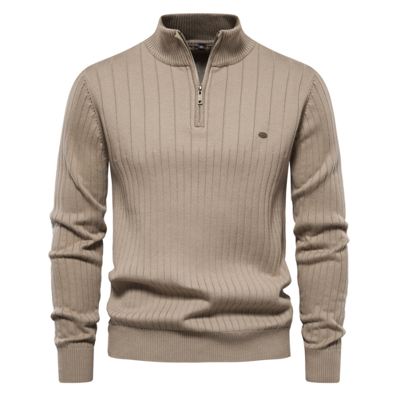 Men's Onyx Zip-Up Jumper – Tailored Knit Smart Casual Layer – Black