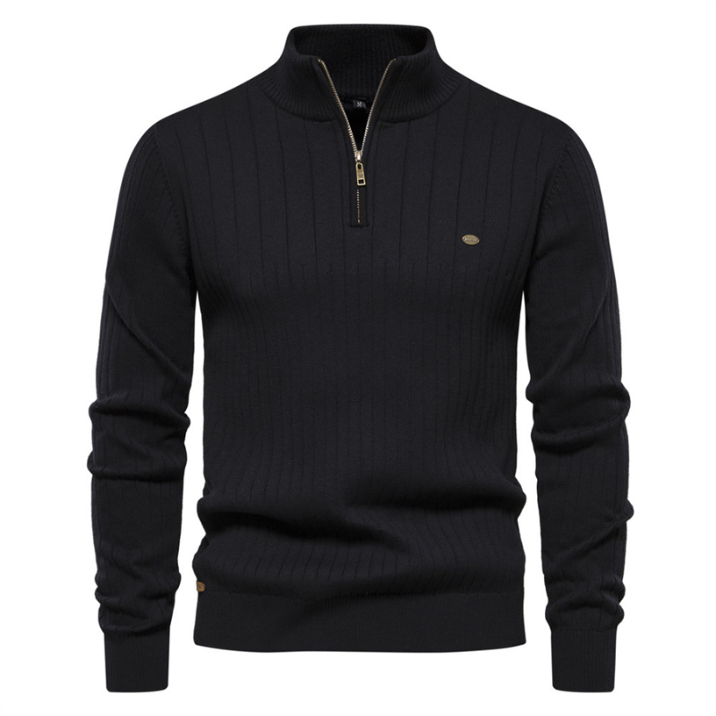 Men's Onyx Zip-Up Jumper – Tailored Knit Smart Casual Layer – Navy