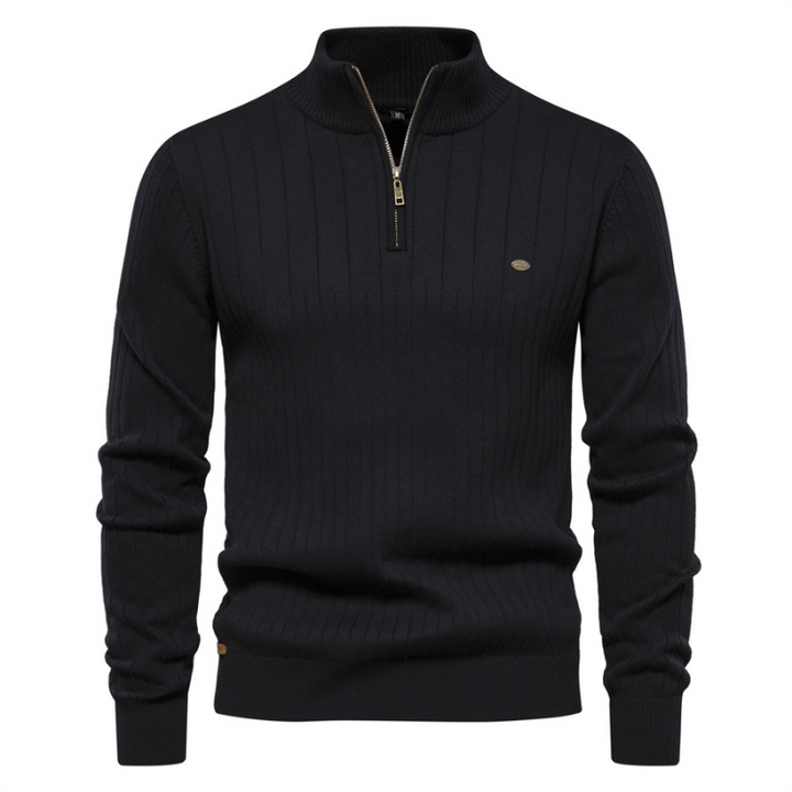 Men's Onyx Zip-Up Jumper – Tailored Knit Smart Casual Layer – Navy