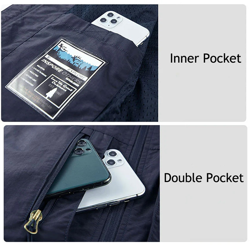 Men's Multi-Pocket Utility Gilet – Lightweight Nylon Vest – view 9