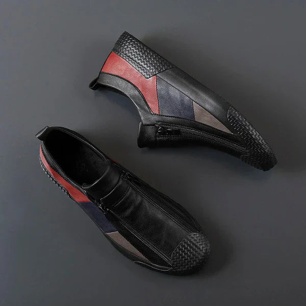Men's Leather Zip Trainers – Modern Casual Low-Top Shoes – view 2