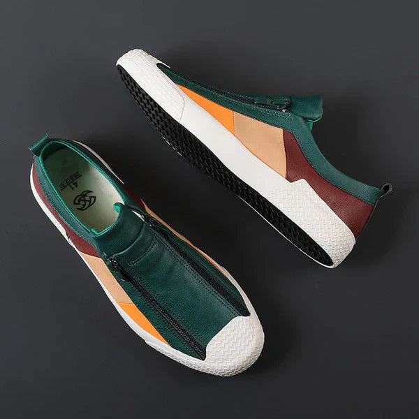 Men's Leather Zip Trainers – Modern Casual Low-Top Shoes – view 6
